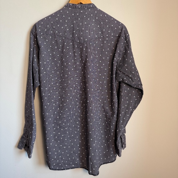 Wrangler X-Long Tails Mens Long Sleeve Western Dress Shirt Long Sleeve Gray/Blk - Picture 6 of 13